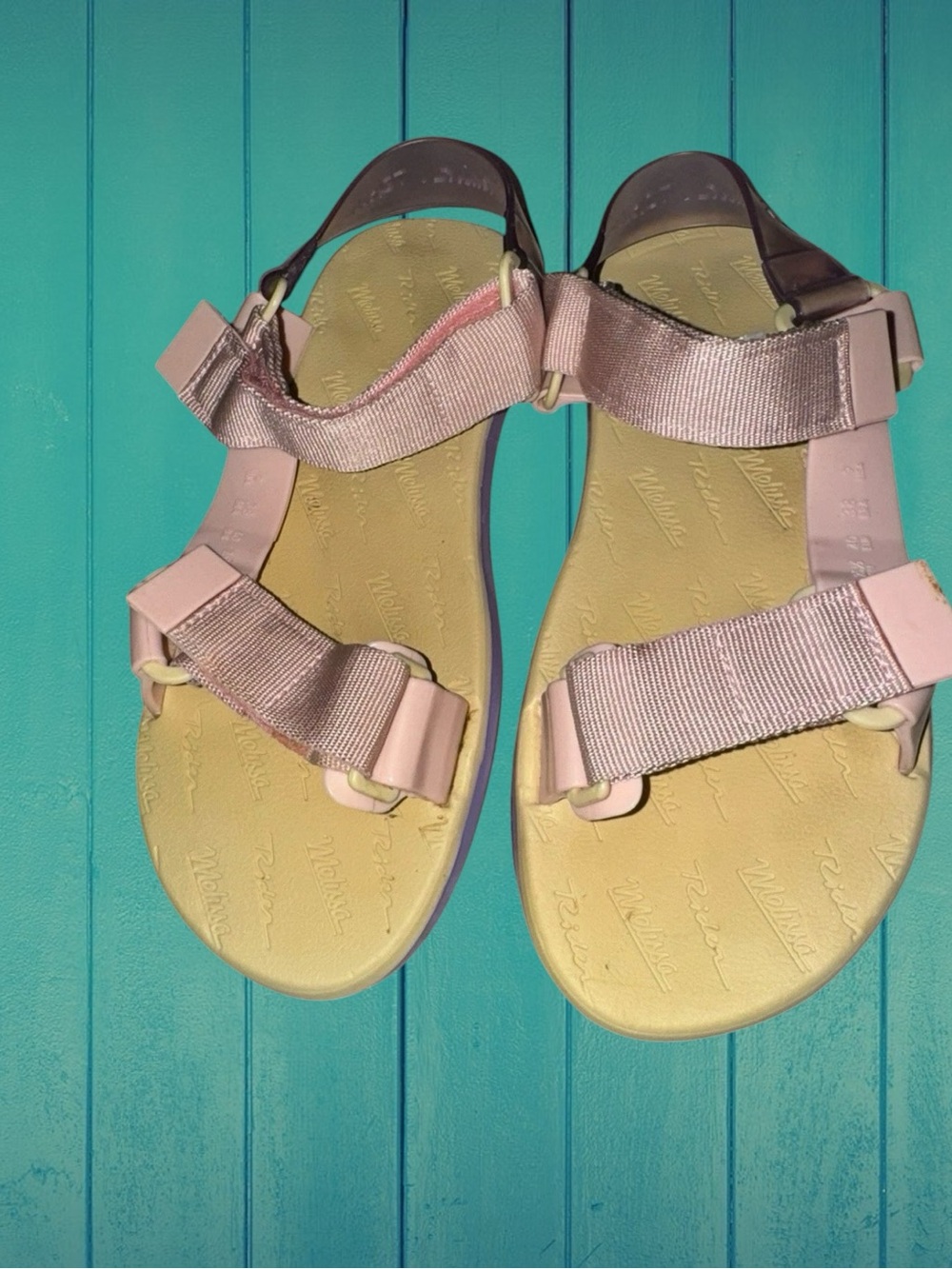 Melissa Women Sandals Pink and Beige Strappy Rubber Sandals